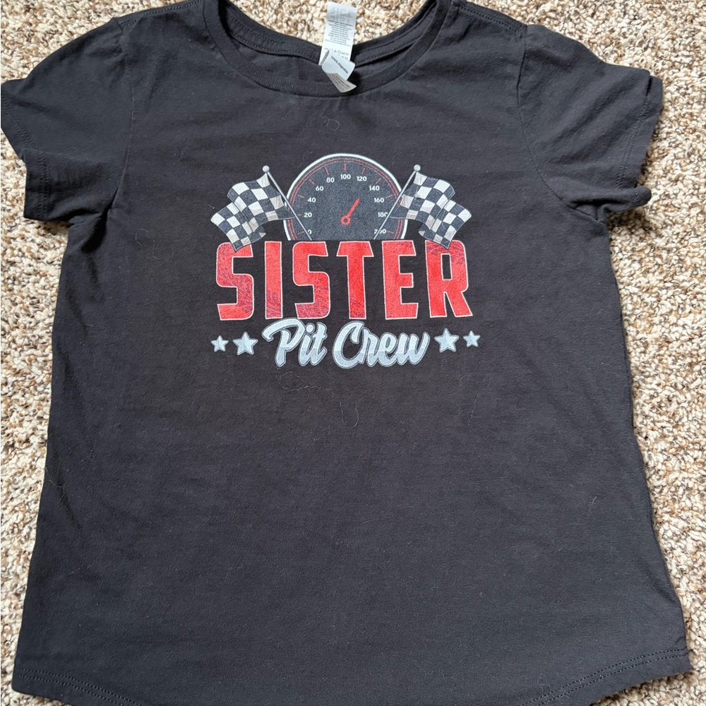District Black Sister Pit Crew Kids Tee